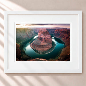 Dusk At The Bend Framed Arctic White - (1 1 4" Frame Width | 3" Mat)
