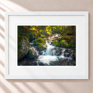 Hidden Cascades Framed Arctic White - (1 1 4" Frame Width | 3" Mat)