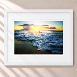 Lahaina Sunsets Framed Arctic White - (1 1 4" Frame Width | 3" Mat)