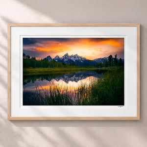 Tetons Ablaze Classic Sunlit Maple Frame