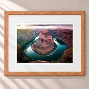 Dusk At The Bend Framed Nordic Oak - (1 1 4" Frame Width | 3" Mat)