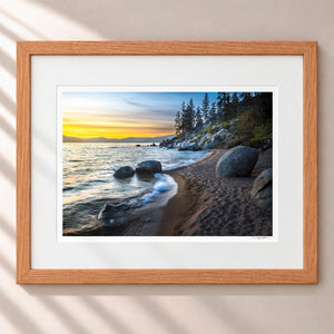 Twilight In Tahoe Framed Nordic Oak - (1 1 4" Frame Width | 3" Mat)