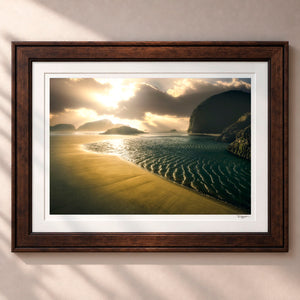 Some Beach Framed Heritage Brown - (2 9 16" Frame Width | 2" Mat)
