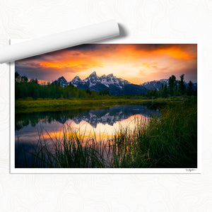 Tetons Ablaze Classic Rolled Print